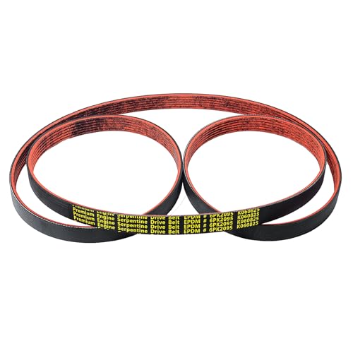 Image of 6PK2095 Serpentine Belt V-Ribbed Drive Belt for 13-15 ILX,98-05 DeVille,01-07 Town & Country,03-08 Mazda 6 S,01-07 Grand Caravan,05-11 Chrysler 300,05-08 Magnum,12-15 Civic,K060825 Red