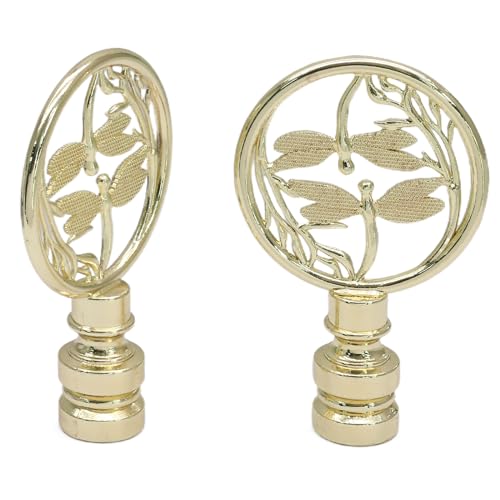 Biaungdo Double Dragonflies Lamp Finial, Gold, 2 Pack