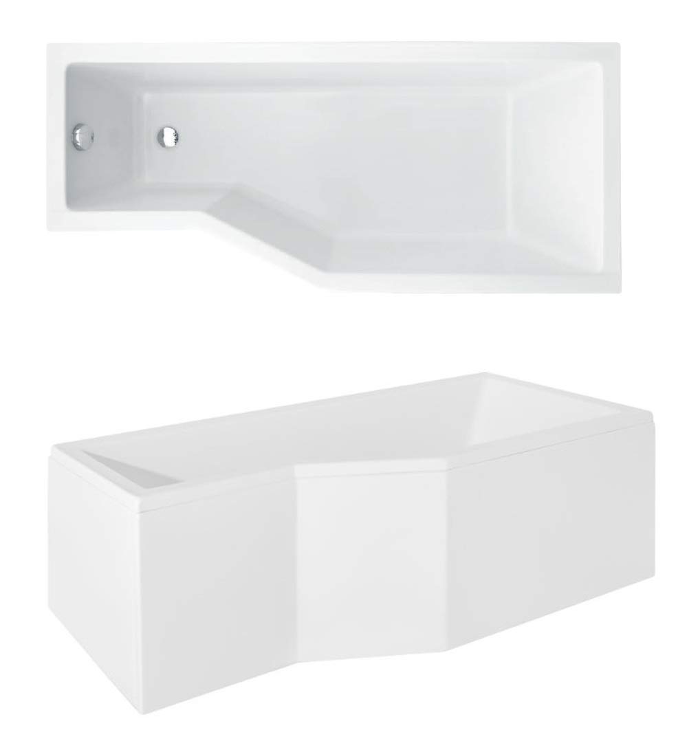 ECOLAM® Duschbadewanne Set Badewanne + Badewannenabtrennung Duschwand Eckbadewanne Integra Acryl weiß 170x75 cm RECHTS + Schürze Ablaufgarnitur Ab- und Überlauf Automatik Füße Silikon raumsparend