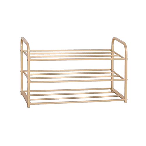 Zapatero de metal para entrada de 3 niveles/4 niveles en dorado/negro, estante apilable para zapatos para 9 12 pares de pie y soporte simple para el hogar y dormitorio, 60 x 30 x 40 cm