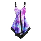 Stil: Mode, Phänomenal NHNKB Damen Tshirt Top Damen T Shirt Damen Blusen & Tuniken Für Damen Bauchfreie Tops Top Modeweste sexy Clubwear-Damencami Rock Swing-Tank-Tie-Farbe-Farbstoff Frauen Frauenbluse Party Damen