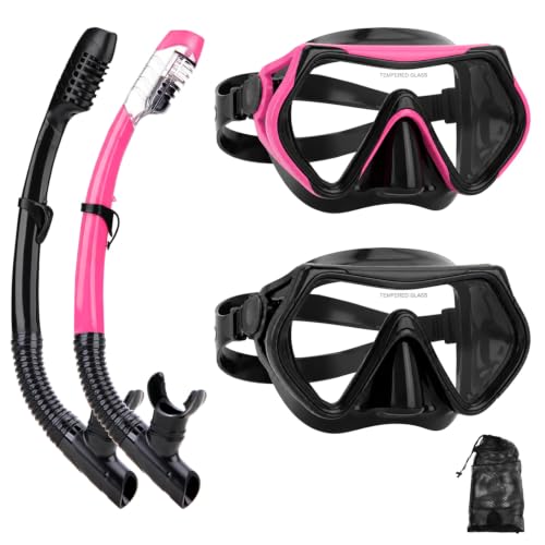 Equipo de Snorkel para Adultos, Set de Máscara de Snorkel Seco, Máscara de Snorkel para Buceo con Vista Panorámica Anti-Vaho, Paquete para Natación y Buceo