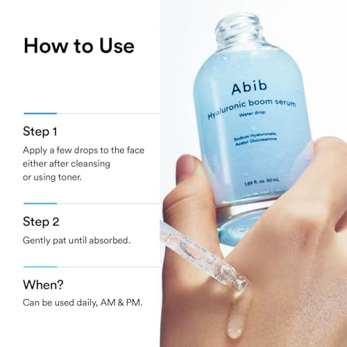 Image of Abib Hyaluronic Boom Serum Water Drop, Expanding Nano-Sized Hyaluronic Acid, 20-Layer Deep Hydration, Plumping Glow Serum for Dry Sensitive Skin, Korean Skincare 1.69 fl oz 50ml