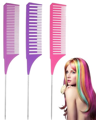 DAFNE Pettine per colpi di sole in 3 misure, pettine a coda, pettine per lo styling, pettine per capelli, pettine per tintura, colpi di sole professionali