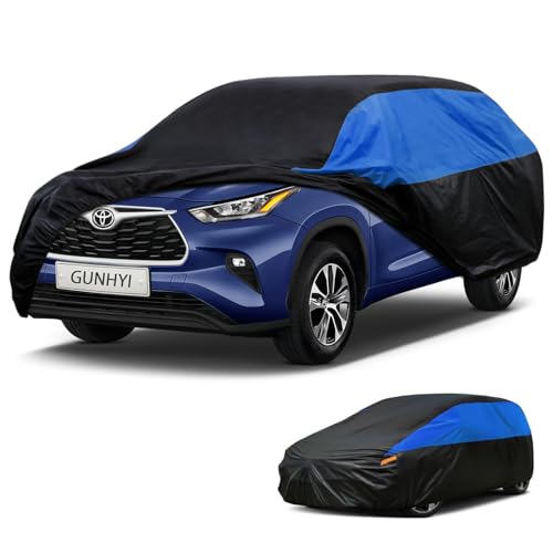 Image of GUNHYI Toyota Car Cover Custom Fit Toyota Highlander Waterproof All Weather, Lightweight Full Exterior Cover for Automobiles Outdoor Sun UV Rain Dust Snow Wind Protection.