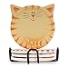 Produktbild 4 Set Katze Keramik-Untersetzer, saugfähig, mit Rutschfester Kork-Basis, mit Metallhalter,für Zuhause, Bar, Restaurant, Küche