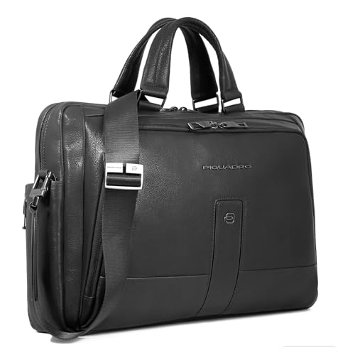 Piquadro Black Leather Business And Laptop Men's Bags2