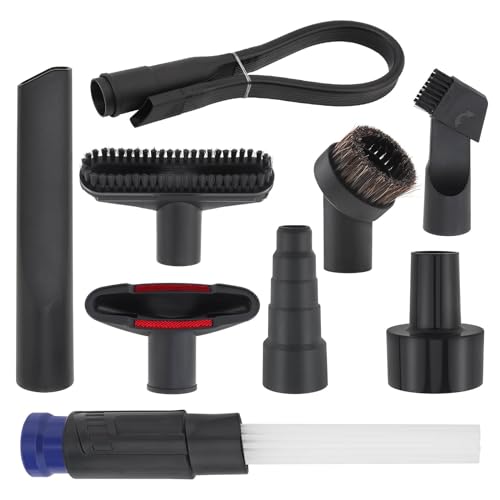 Lot de 9 accessoires d'aspirateur pour aspirateur de magasin, adaptateur de tuyau d'aspirateur de 6,3 cm à 3,2 cm, brosses d'aspirateur de 1 1/4