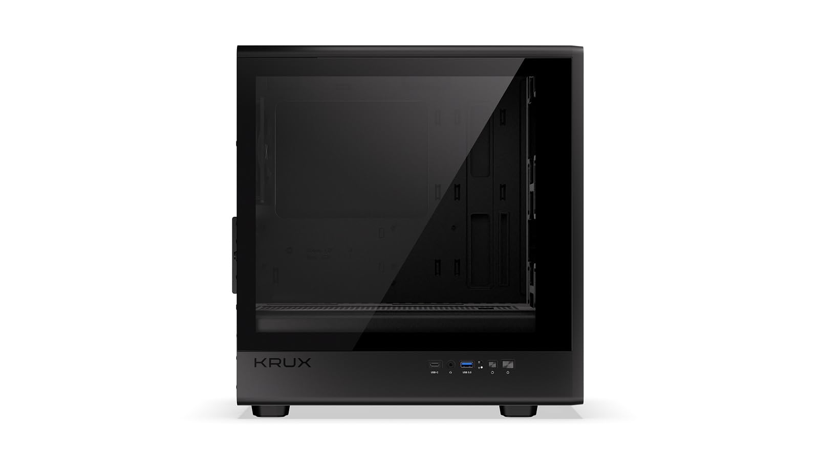 KRUX Helio, microATX Mini ITX Gehäuse, Echtholz Design, Glasfenster, 120mm PWM Lüfter, USB-C, USB 3.0, GPU bis 320mm, CPU bis 175mm, Staubfilter, Schwarz mit Holz-Front