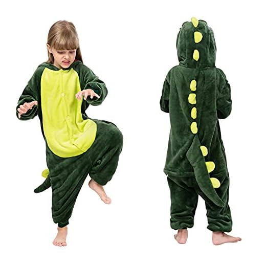 Pijamas de dibujos animados para niños y niñas, pijamas de animales unisex para niños, pijamas mullidos de dinosaurio, traje de disfraz de Halloween de cosplay de anime