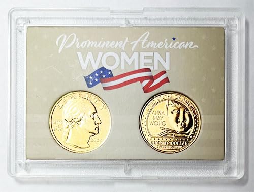 2022 D American Women Quarter Anna May Wong with Generic Obverse American Women Quarter 24K Gold Plated Uncirculated US Mint 2 X 3 Frosty Case