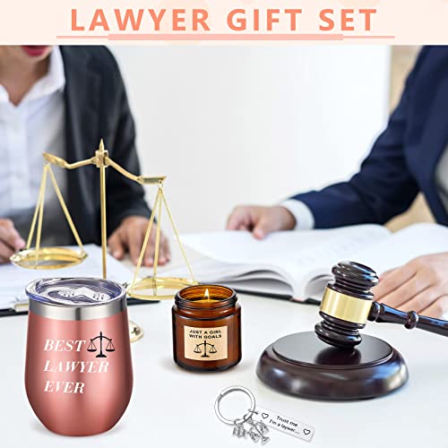 Roshtia 5 Pcs Lawyer Gifts Included 12 Oz Coffee Tumbler Mug Cosmetic Bag Candle Keychain Mirror Set Law School Gift For Female Attorney Student Paralegal Graduate #TOP4