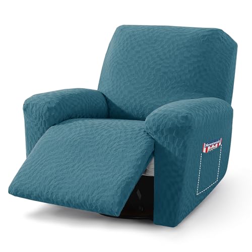 Image of ZNSAYOTX Stretch Oversized Recliner Cover 3-Piece (36 inch-46 inch) Super Soft XL-Recliner Chair Covers with Big Pocket & Anti Slip Ties Stay in Place, Lazy Boy Reclining Slipcover Durable Washable, Teal