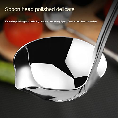 Stainless Steel Soup Ladle Spoon, Kitchen Ladle Spoons with Pour, Spout Ladles for Serving, Oil Soup Spoon Pouring Ladle, Kitchen Serving Ladle for Soup Sauce Stew Cooking Gravy, 11.8 Inch - Image 6