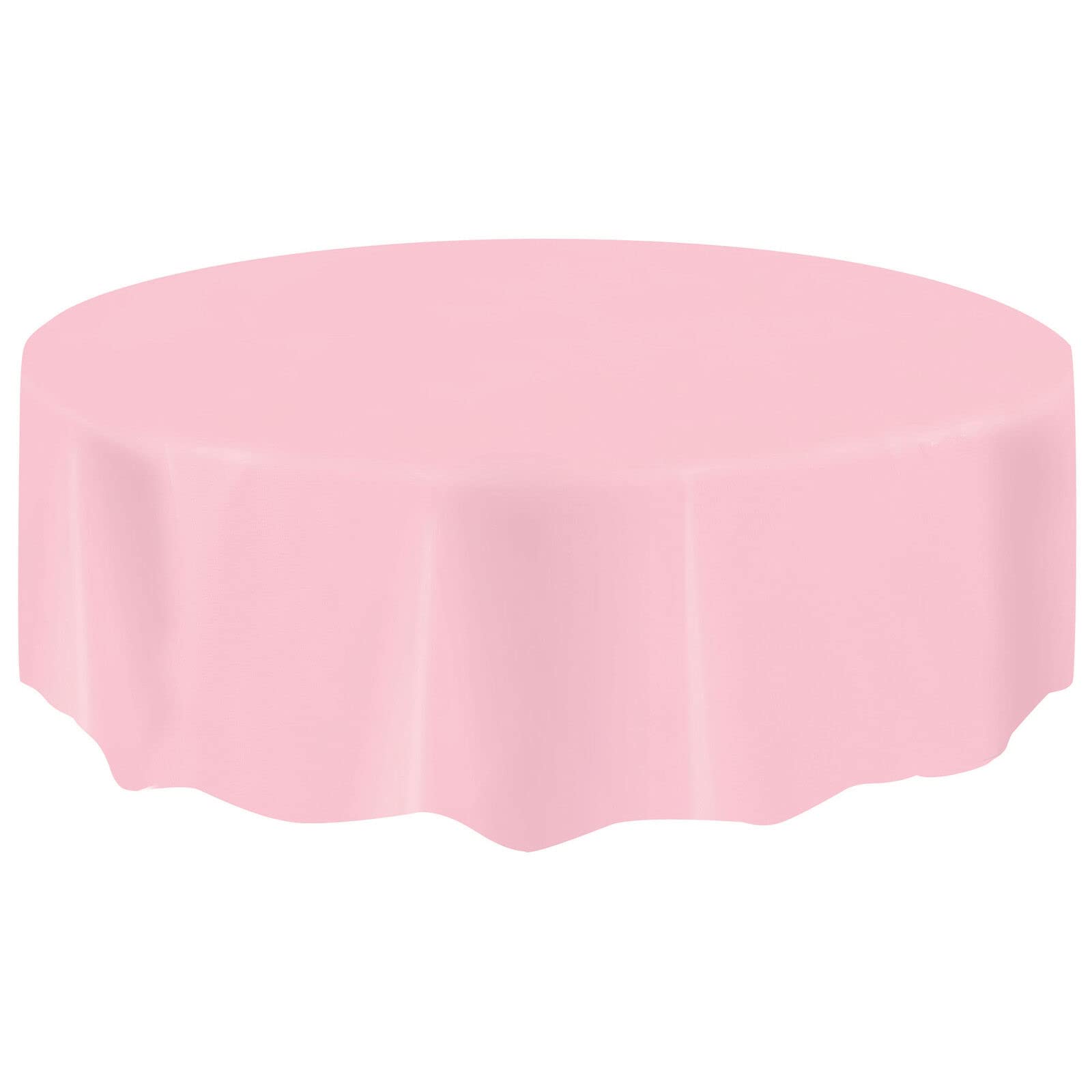 Aibc Just Believe... Lovely Pink Round Disposable Plastic Table Covers Party Table Cloth Wipe Clean Plastic Tablecloth, 7Ft (2 Pack) (Lovely Pink)