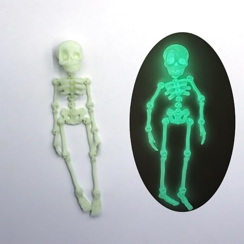 Imán decorativo de cráneo posable verde miniatura 1