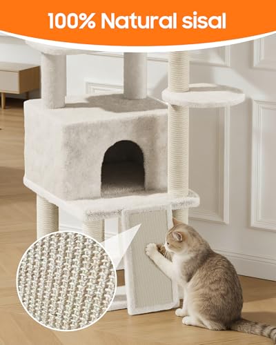 Árbol moderno para gatos de 50.2 pulgadas con rattan y sisal miniatura 4