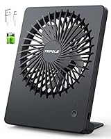 TriPole Tischventilator Leise, 2000mAh Ladefähige USB Ventilatoren Ausführen Bis zu 4-16 Std, 3 Geschwindigkeiten Tragbarer Akkulüfter-30dB, 180°Einstellbar, für Büro, Bibliothek, Reise-Schwarz