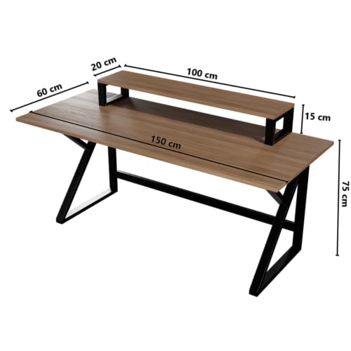 Image of Riyan Luxiwood Meja Computer Table with Top Shelves for Home & Office I Modern Computer Desk Table, Multipurpose Table, Gaming Table, Study Table for Students (Color-Beige)