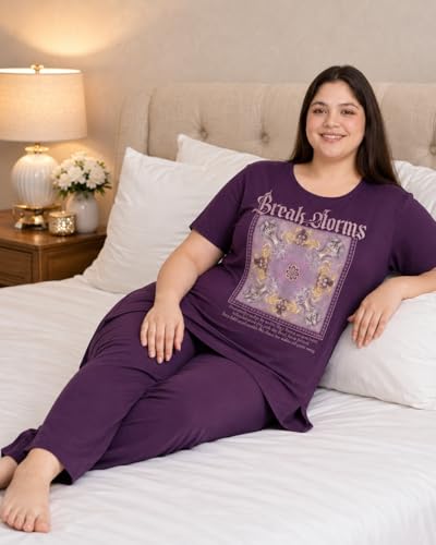 Image of In Love Women's Printed Cotton Plus Size Longline T-Shirt with Pockets | Cotton fabric - soft longline T-shirt with easy plus-size fit
