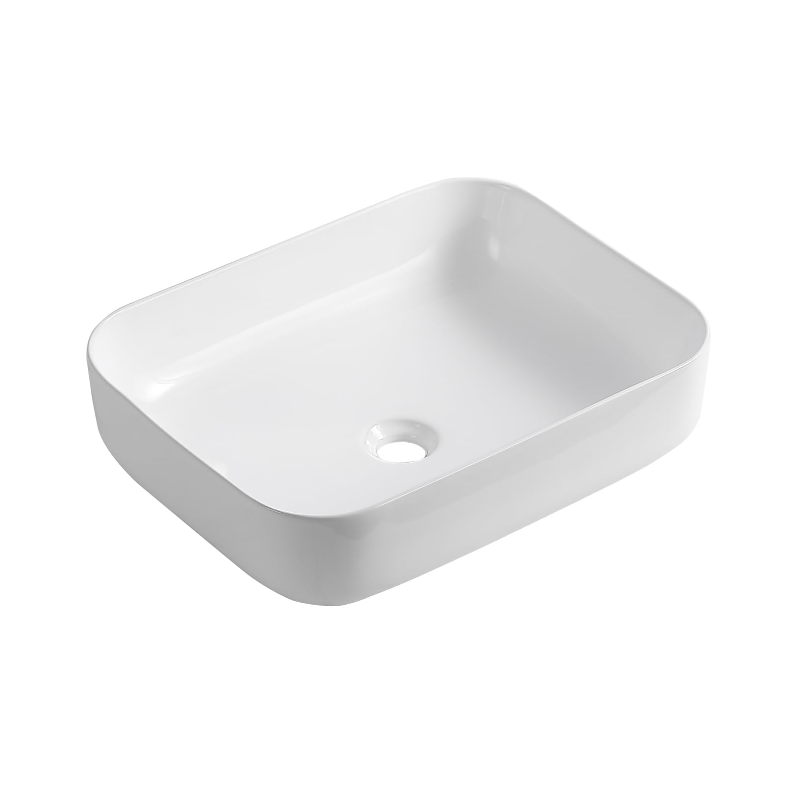 KINGWONG Rectangular and Round Corners Bathroom Vessel Sink Countertop Sink White Porcelain Vessel Sink without Overflow Hole 20 x 15 in Above Counter sink (don’t specific size) 