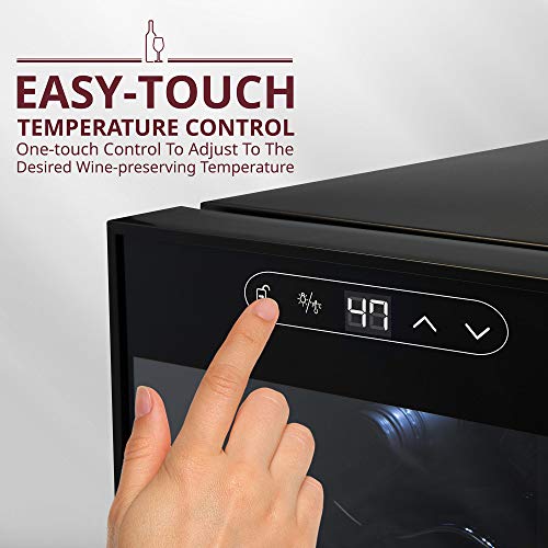 Schmecke 18 Bottle Compressor Wine Cooler Refrigerator w/Lock | Large Freestanding Wine Cellar | 41f-64f Digital Temperature Control Wine Fridge For Red, White, Champagne or Sparkling Wine - Black