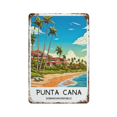 Punta Cana, República Dominicana - Cartel de hojalata de metal, estilo retro, pintura de hierro, arte elegante, para bar, dormitorio, cueva, cafetería familiar, cocina, garaje, decoración de pared,