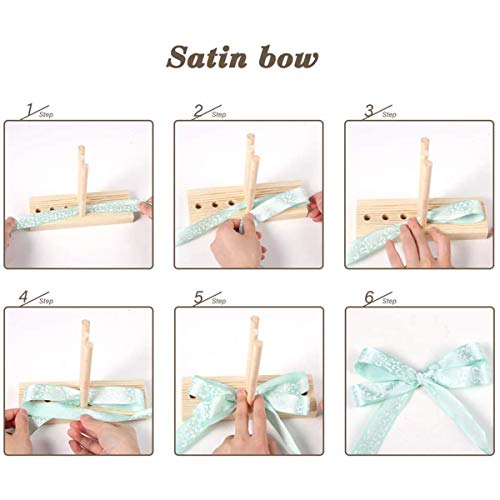 HUNDOR Bow Maker for Ribbon, Wooden Wreath Bow Maker Tool for Creating Hair Bows, Corsages, Gift Bows, 7.18 x 2.36 x 0.78 inches - Thumbnail 3