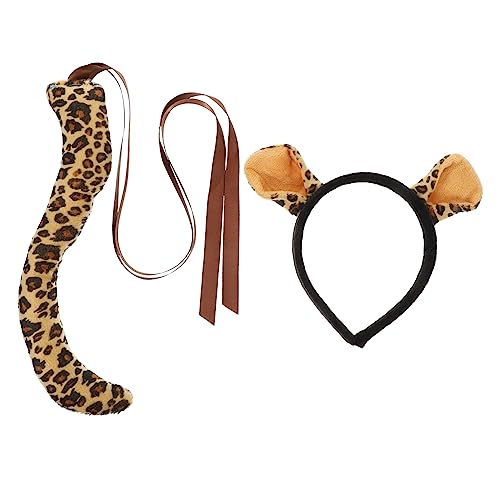 WATIIFUFU ヒョウの耳としっぽ コスプレ用ヘッドバンド付きしっぽ ヒョウ柄動物耳アクセサリー 大人用 子供用 適用 パーティー 舞台イベント用
