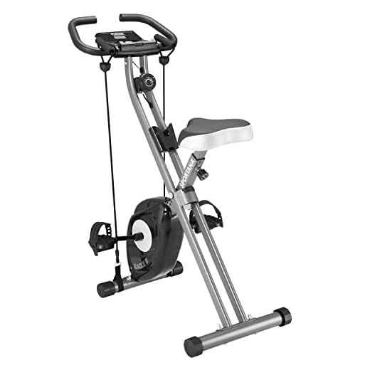 Sportana Bicicleta Estática Plegable Sensor Pulso 2 Bandas Fitness 10 Niveles Resistencia Ejercicio