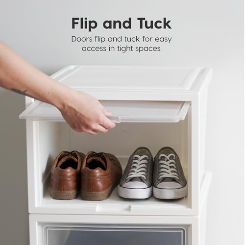 Image of IRIS USA 42 Qt. Stackable Storage Chest with Flip Door, 3-Pack, White