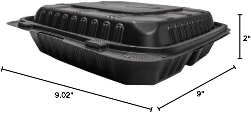 Sunshine SERIES 39: 3 COMPARTMENT SQUARE HINGE CONTAINER – 9″ (Clear)