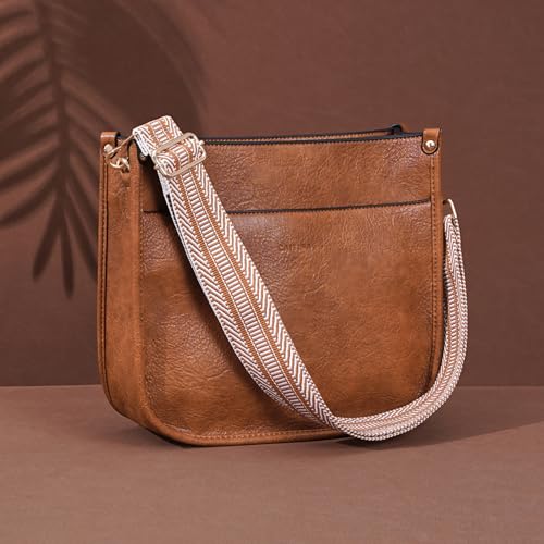 Image of Crossbody Bag Women Vegan Leather Hobo Handbag Trendy Crossbody Shoulder Bag Purses For Women with 2 Adjustable Strap