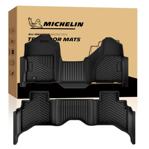 Image of Michelin Vehicle Mats for 2002-2008 Dodge Ram 1500, 2003-2009 Ram 2500 /3500 | Quad Cab Bench Seat, Not Fit 4X4 Shifter, All-Weather TPE Custom Fit Liner, Premier