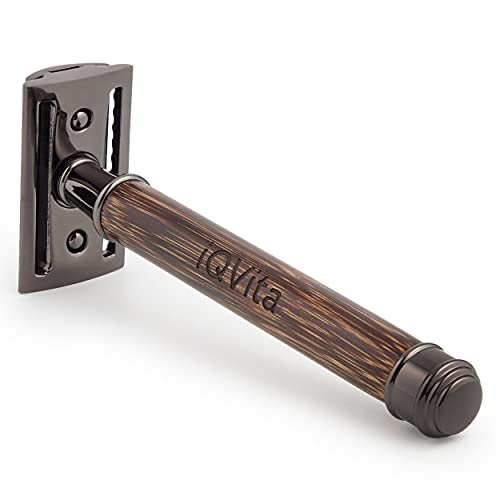 iQVita® Premium Rasierhobel mit Griff aus Bambus - Rasierer Damen - inkl. 10 Rasierklingen - Nassrasierer - geschlossener Kamm - umweltfreundlich & nachhaltig - Zero Waste - inkl. eBook - Image 3