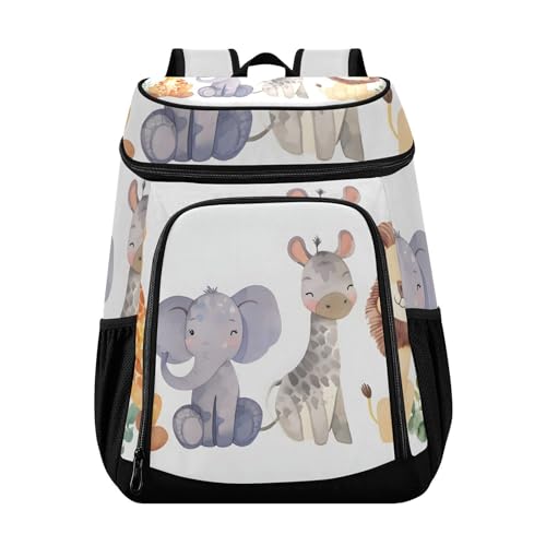 Giraffe Elephant Forest Animal Cooler Backpack Cooler Insulated Leak Proof Lunch Backpack 36 Cans Waterproof Soft for Men Women Picnic Hiking Camping Beach
