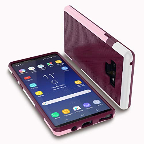 Jeylly for Galaxy Note 9 Case, Shock-Absorption 3 Color Bumper Cover Anti-Slip Rugged Soft TPU Hard PC Armor Protective Case Shell for Samsung Galaxy Note 9 (6.4 inch) - Wine