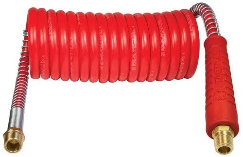 Tectran Proflex-SP™ Air Brake Hose Assembly Coil Set | 1/2” NPT Fittings | Premium Flexible Grips | Winter Cold Rated (Red & Blue Set, 15' Length x 12