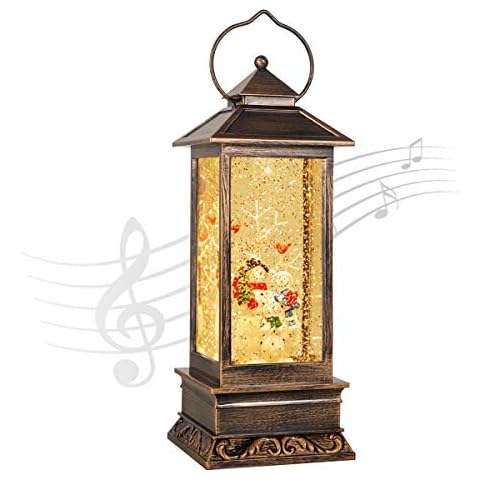 Christmas Snow Globe Lantern Christmas Decorations for Home, Snowman Family Music Water Lantern, USB and Battery Operated Singing Snow Globe Holiday Decorations Gifts for Family, Children or Friends Cover
