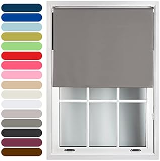 FURNISHED Roller Blinds Thermal Blackout Roller Blind - Trimmable Insulated UV Protection Child Safe Easy Fit Home Office Window Blinds, Dark Grey, 115cm x 165cm