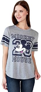 Disney Junior T-shirt Mickey Mouse Football Athletic Jersey Stripes (Grey, Large)