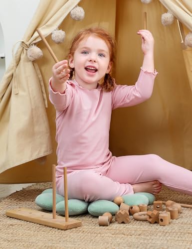 DIPUG Toddler Baby Pajamas Long Sleeve Ruffle Pajama Set for Girls Kids Solid Pjs Soft Sleepwear 12M-7Y2