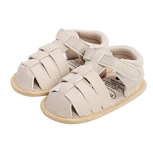 Baby Infant Shoes Boy Girl Sandals Outdoor First Walkers Non-Slip Rubber Soft Sole Flat Shoes (Beige, 12-18 Months)4