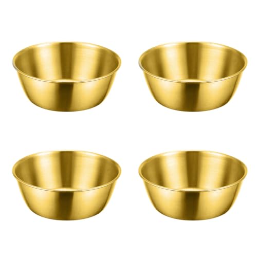 Set de 4 tazones para mezclar de acero inoxidable dorado miniatura 1