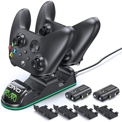 Kit Base Carregador Duplo Dock Preto com Led + 2 Baterias Recarregáveis Compatível com Controle Xbox Series X/S Xbox One Elite
