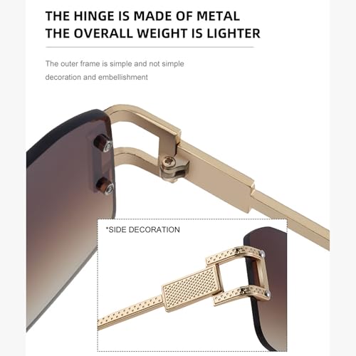 bullabulling Fashion Punk Square Sunglasses Cool Men Rimless Frame Vintage Metal Sun Glasses Women Shades Uv4004