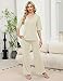 LOMON Womens 2 Piece Sets Fall Lounge Set 3/4 Sleeve Tops and Long Pants Soft Vacation Travel Matching Clothes (Beige S)