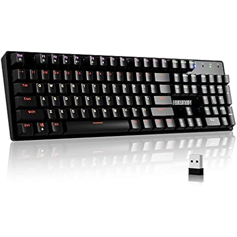 Newmen GM335 Mechanical Keyboard Wireless,USB C Wired/2.4Ghz Rechargeable Rainbow LED Backlit Gaming Keyboard,104 Key Hot Swappable Mechanical Keyboard for Mac Windows PC Laptop Red Switch Cover