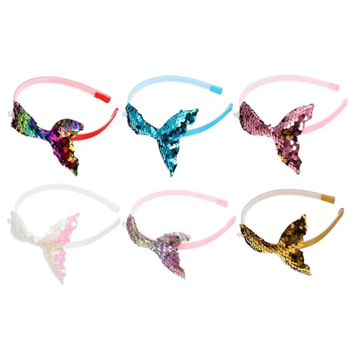 TOPBATHY Diadema de Lentejuelas Sirena 6 Piezas Multicolor Aro Pelo de Fiesta Dientes Antideslizantes Tocado Decorativo para Niñas y Mujeres en Carnavales y Disfraces