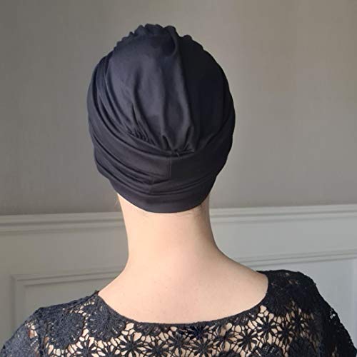 Turbante Fechado Preto Pronto Argola Quimioterapia